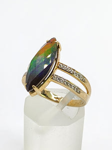 1791: Vintage: 9ct Gold Tri-Coloured & Glacier White Topaz Cocktail Ring- a beauty