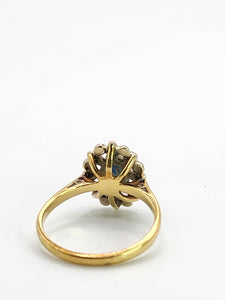 1798: Vintage: 9ct Gold Blue Sapphire Diamonds Cluster Ring- very fine example