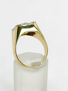 1620: Vintage; 18ct Gold Blue Enamel Diamonds Art Deco Style Signet Ring- Heavy, sparkling statement piece.