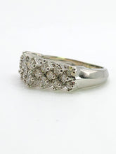 Cargar imagen en el visor de la galería, 0781: Vintage: 14ct White Gold Diamonds (1c carat) Tiered Ring- natural. sparkling beauty
