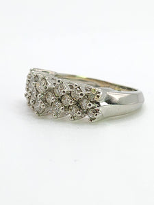 0781: Vintage: 14ct White Gold Diamonds (1c carat) Tiered Ring- natural. sparkling beauty