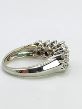 Cargar imagen en el visor de la galería, 0781: Vintage: 14ct White Gold Diamonds (1c carat) Tiered Ring- natural. sparkling beauty
