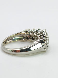 0781: Vintage: 14ct White Gold Diamonds (1c carat) Tiered Ring- natural. sparkling beauty