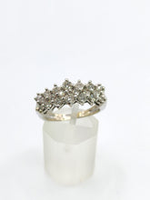 Cargar imagen en el visor de la galería, 0781: Vintage: 14ct White Gold Diamonds (1c carat) Tiered Ring- natural. sparkling beauty
