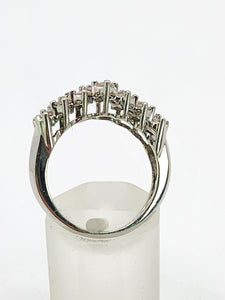 0781: Vintage: 14ct White Gold Diamonds (1c carat) Tiered Ring- natural. sparkling beauty