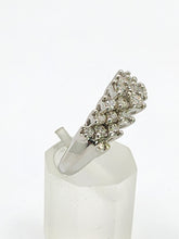 Cargar imagen en el visor de la galería, 0781: Vintage: 14ct White Gold Diamonds (1c carat) Tiered Ring- natural. sparkling beauty
