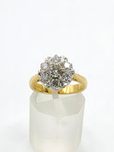Load image into Gallery viewer, 1697:Vintage: 18ct Gold VS Clarity Natural Diamonds (0.91ct) Flowerhead Ring- very special
