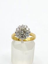 Load image into Gallery viewer, 1697:Vintage: 18ct Gold VS Clarity Natural Diamonds (0.91ct) Flowerhead Ring- very special
