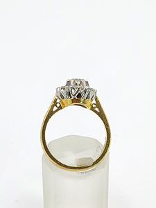 1697:Vintage: 18ct Gold VS Clarity Natural Diamonds (0.91ct) Flowerhead Ring- very special