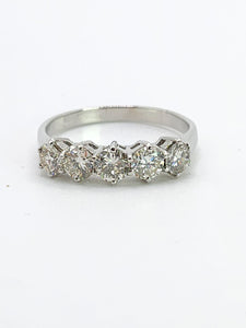 1721: Vintage;: 18ct White Gold Diamonds Dress Stacker Ring- 1.21ct of fine, natural diamonds