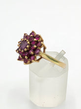 Load image into Gallery viewer, 1836: Vintage; 9ct Gold 21 Rubies Flower Head Cocktail Ring- From 1979
