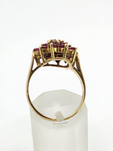 Load image into Gallery viewer, 1836: Vintage; 9ct Gold 21 Rubies Flower Head Cocktail Ring- From 1979

