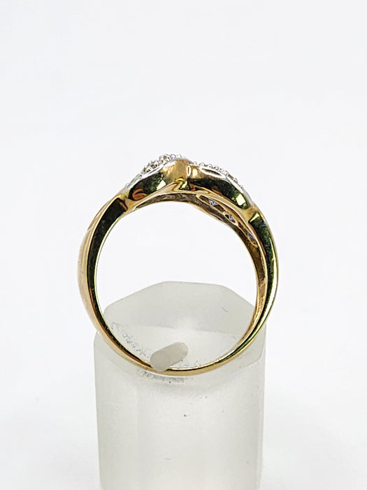 Vintage: 9ct Yellow Gold Tanzanite & Diamond Crossover Cocktail Ring