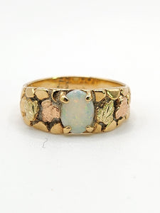 1851: Antique: 9ct Rose &amp; Yellow Gold Opal Signet Ring- Rare Find