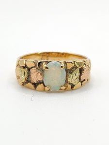 1851: Antique: 9ct Rose &amp; Yellow Gold Opal Signet Ring- Rare Find
