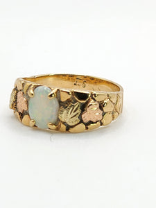 1851: Antique: 9ct Rose &amp; Yellow Gold Opal Signet Ring- Rare Find