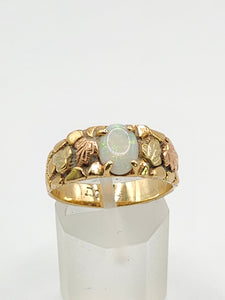 1851: Antique: 9ct Rose &amp; Yellow Gold Opal Signet Ring- Rare Find