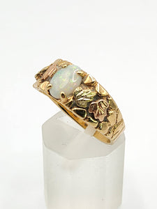 1851: Antique: 9ct Rose &amp; Yellow Gold Opal Signet Ring- Rare Find