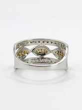 Load image into Gallery viewer, 1859: Vintage; 9ct Gold Yellow and White Diamonds Openwork Ring- 52 natural sparkling diamonds
