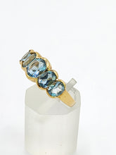 Cargar imagen en el visor de la galería, 1936: Vintage: 18ct Gold 5 Blue Aquamarines Stacker Dress Ring- Gorgeous
