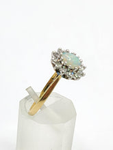 Load image into Gallery viewer, 1938: Vintage: 18ct Gold White Opal 12 Diamonds (0.36ct) Halo Ring- Lovely cut and colours
