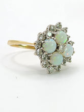 Load image into Gallery viewer, 1940: Vintage: 18ct Gold White Opals Diamonds (0.85ct) Cocktail Ring- Sensational
