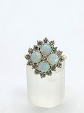 Load image into Gallery viewer, 1940: Vintage: 18ct Gold White Opals Diamonds (0.85ct) Cocktail Ring- Sensational
