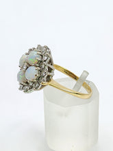 Load image into Gallery viewer, 1940: Vintage: 18ct Gold White Opals Diamonds (0.85ct) Cocktail Ring- Sensational
