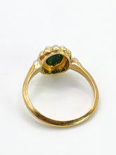 Load image into Gallery viewer, 1901: Antique: 18ct Gold Green Jade Seed Pearls Cluster Ring- Petite, Elegant, Cute

