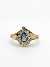 Cargar imagen en el visor de la galería, 1921: Vintage: 9ct Gold French Blue Sapphire 12 Diamonds Dress Ring- exquisite&nbsp;
