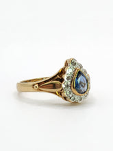 Cargar imagen en el visor de la galería, 1921: Vintage: 9ct Gold French Blue Sapphire 12 Diamonds Dress Ring- exquisite&nbsp;
