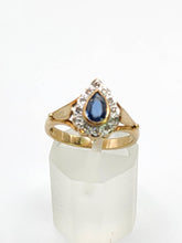 Cargar imagen en el visor de la galería, 1921: Vintage: 9ct Gold French Blue Sapphire 12 Diamonds Dress Ring- exquisite&nbsp;
