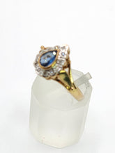 Cargar imagen en el visor de la galería, 1921: Vintage: 9ct Gold French Blue Sapphire 12 Diamonds Dress Ring- exquisite&nbsp;
