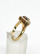 Cargar imagen en el visor de la galería, 1921: Vintage: 9ct Gold French Blue Sapphire 12 Diamonds Dress Ring- exquisite&nbsp;

