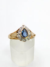 Cargar imagen en el visor de la galería, 1921: Vintage: 9ct Gold French Blue Sapphire 12 Diamonds Dress Ring- exquisite&nbsp;
