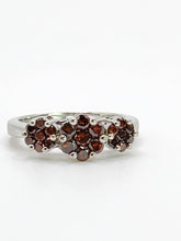 Cargar imagen en el visor de la galería, 1924: Vintage: 9ct White Gold Red Diamonds (1ct) Flowerhead Trilogy Ring-&nbsp; 21 Natural Diamonds
