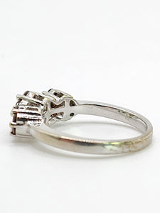 1924: Vintage: 9ct White Gold Red Diamonds (1ct) Flowerhead Trilogy Ring-&nbsp; 21 Natural Diamonds
