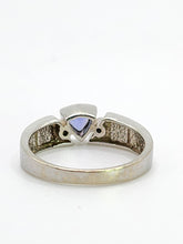 Load image into Gallery viewer, 1933: Modern : 14ct White Gold Tanzanite, Australian Opal, Diamonds Stacker Ring- Eclectic eye-catcher
