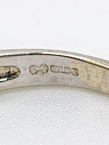 1933: Modern : 14ct White Gold Tanzanite, Australian Opal, Diamonds Stacker Ring- Eclectic eye-catcher