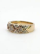 Load image into Gallery viewer, 1941: Vintage: 9ct Gold Champagne &amp; White Diamonds Band- Geometric sparkler, nice weight
