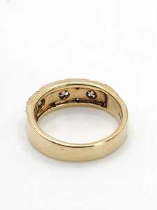 1941: Vintage: 9ct Gold Champagne & White Diamonds Band- Geometric sparkler, nice weight