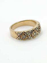 Load image into Gallery viewer, 1941: Vintage: 9ct Gold Champagne &amp; White Diamonds Band- Geometric sparkler, nice weight
