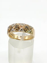 Load image into Gallery viewer, 1941: Vintage: 9ct Gold Champagne &amp; White Diamonds Band- Geometric sparkler, nice weight
