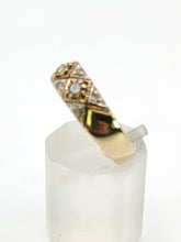 Load image into Gallery viewer, 1941: Vintage: 9ct Gold Champagne &amp; White Diamonds Band- Geometric sparkler, nice weight
