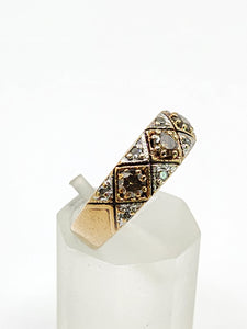 1941: Vintage: 9ct Gold Champagne & White Diamonds Band- Geometric sparkler, nice weight
