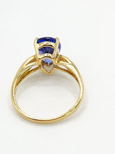 Load image into Gallery viewer, 1969: Vintage: 18ct Gold Pear-Cut Violet Blue Tanzanite Diamonds Dress Ring- Divine
