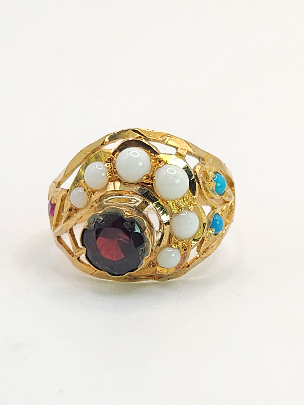 1472: Antique: 22ct Gold Mult-Gem 