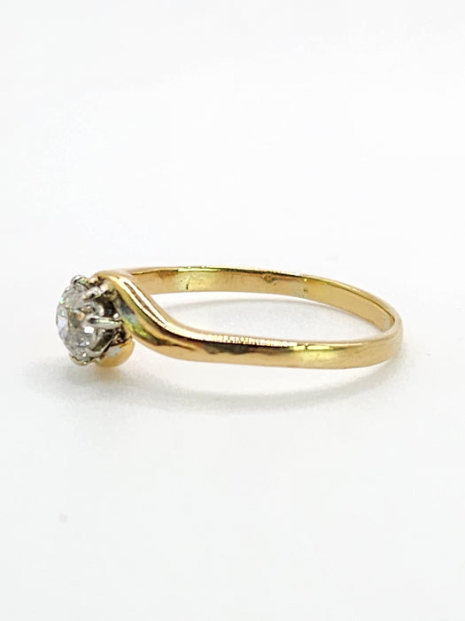 Vintage: 18ct Gold & Platinum Diamond Solitaire Ring — 0.37ct