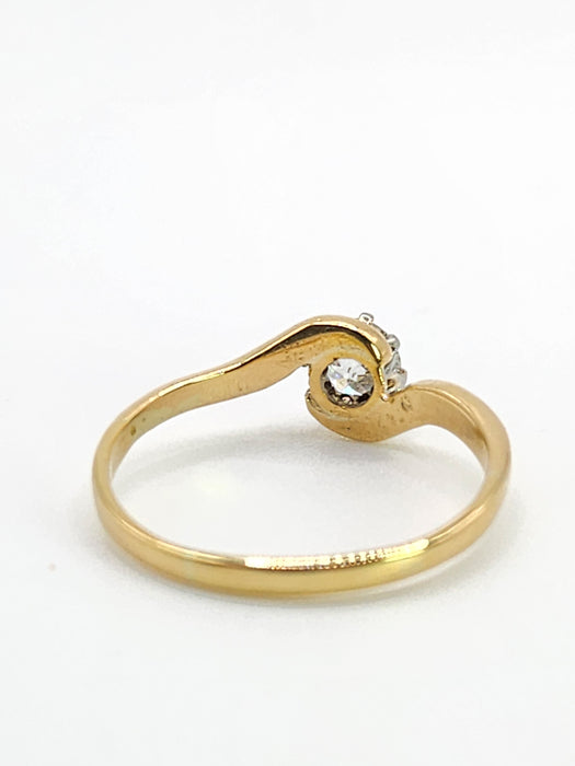 Vintage: 18ct Gold & Platinum Diamond Solitaire Ring — 0.37ct