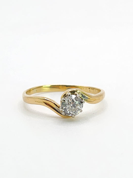 Vintage: 18ct Gold & Platinum Diamond Solitaire Ring — 0.37ct